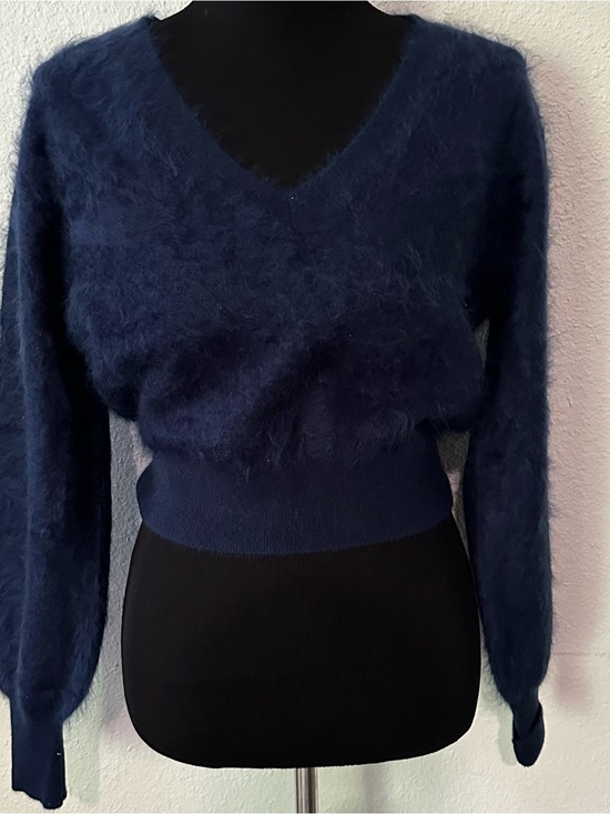 J. Crew Sweaters - J. Crew Navy Fuzzy V-Neck Sweater